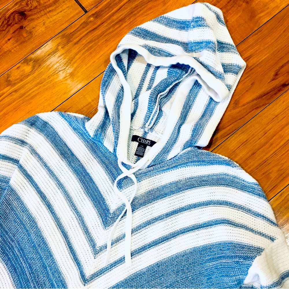 Chaps hoodie cable knit sweater shirt top beach pullover medium cottage …